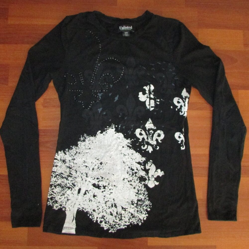 Unlisted Fleur de Lis Black Long Sleeve Tee - Med